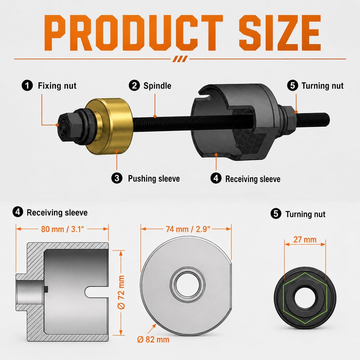 Bushing Tool for Tesla Model 3 Electric Motor Removal and Installation, Black Sleeve with Side Cutout, Durable Automotive Repair Tool