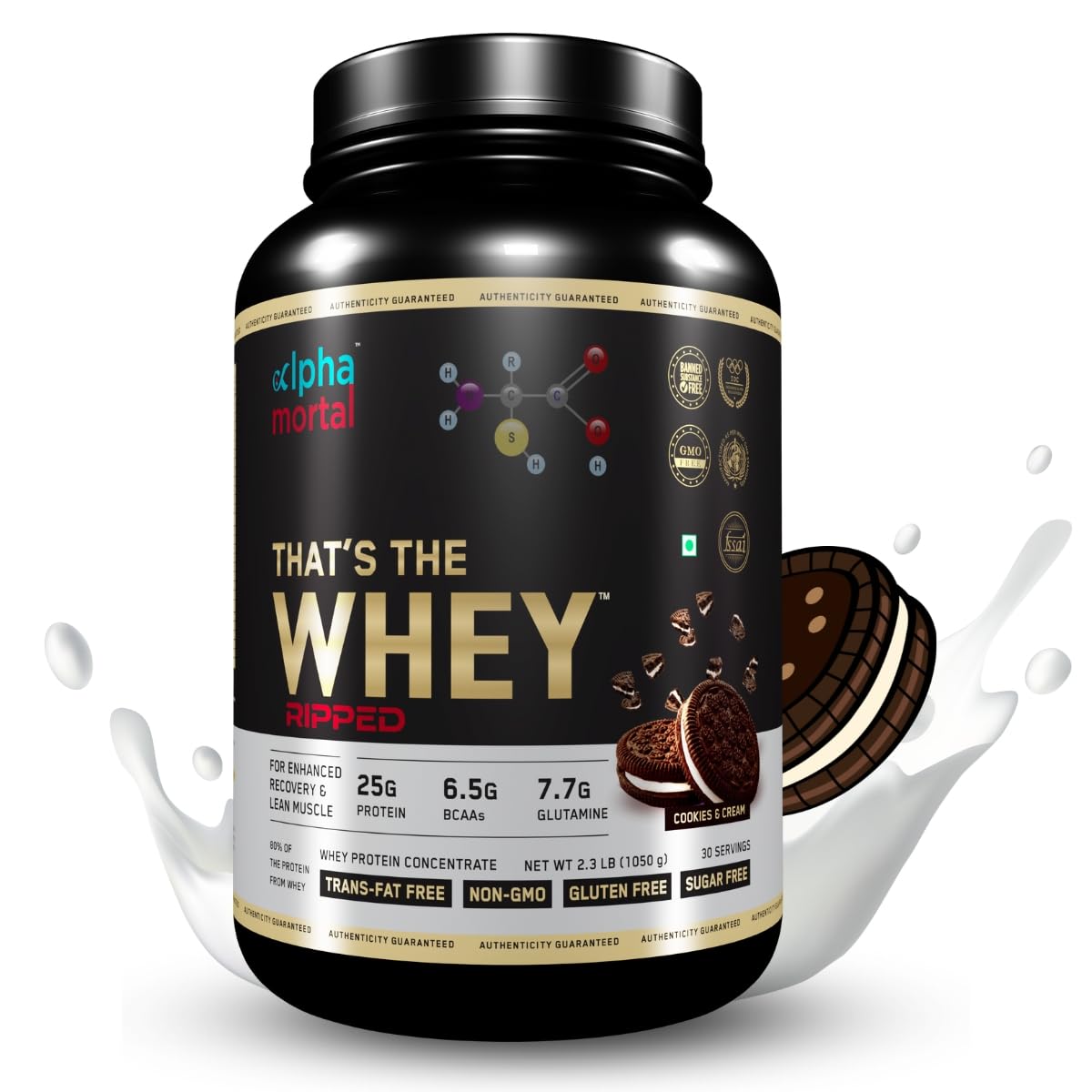 Alpha Mortal THATS THE WHEY Protein Concentrate (2.3 lbs/1050G) | 25G Protein | 6.5G BCAA &12.1G EAAs | 7.7G Glutamine | 30 Servings (Cookies n Cream) (B0CTQVC2F5) Amazon Price History, Amazon Price Tracker