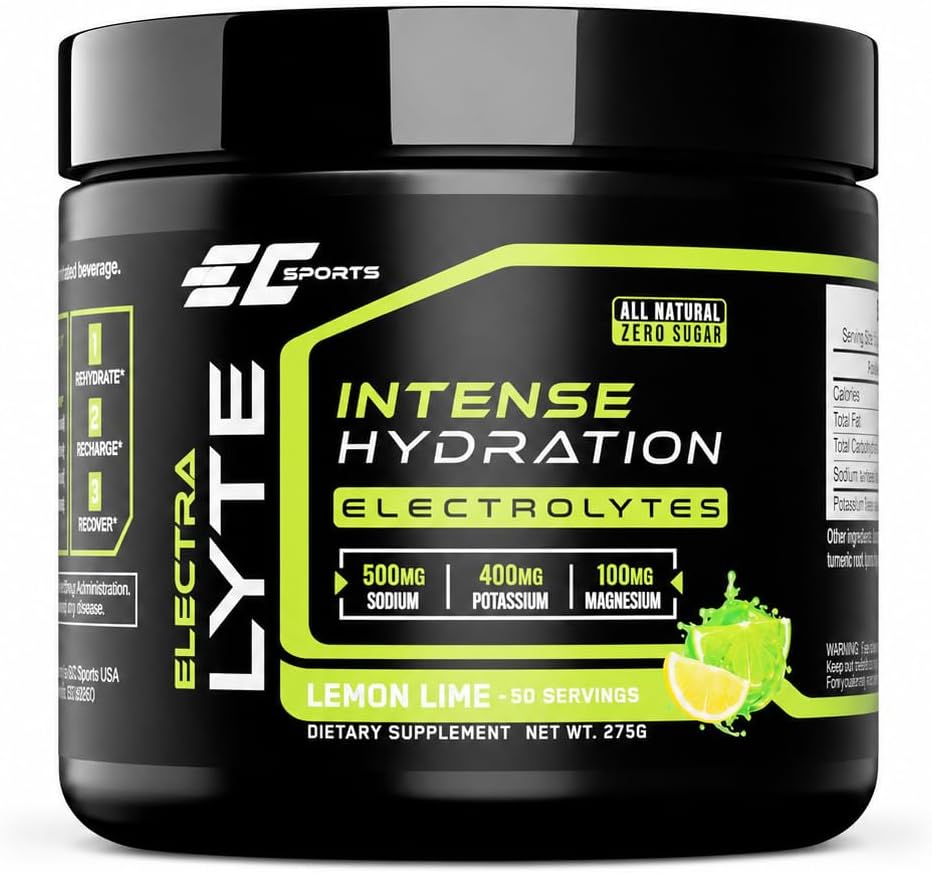 EC Sports ElectraLyte - Electrolyte Powder Supplement - Zero Sugar Electrolytes Drink Mix for Mineral Hydration - Real Fruit Extracts & Premium Electrolyte Powder - 50 Servings