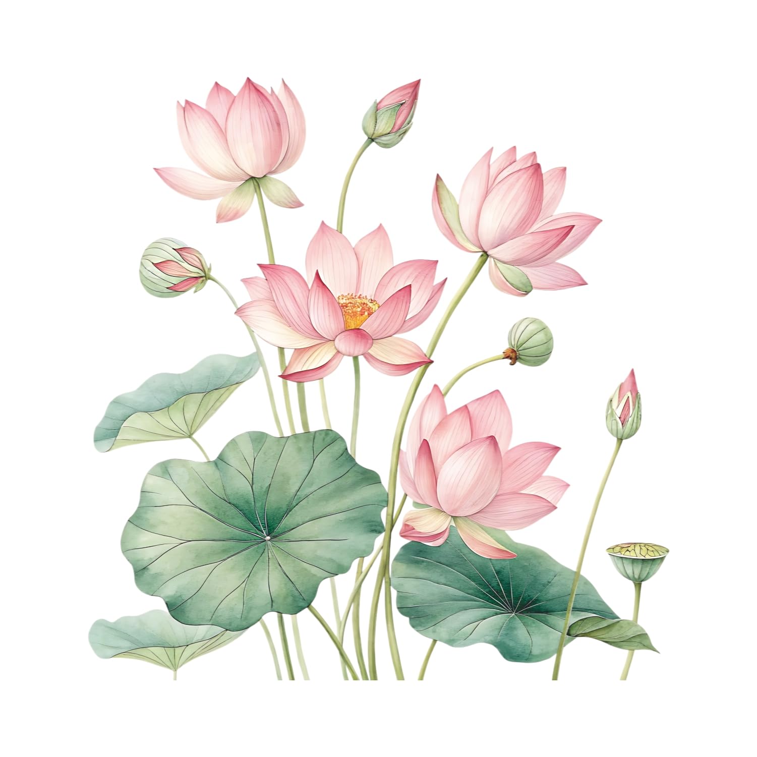 Lotus Print Flower Vinyl Wall Sticker for Home & Living Room | Pink Floral Peel & Stick Wall Decal | Waterproof & Nature Wall Decor (lotus01Z02)-picture-26