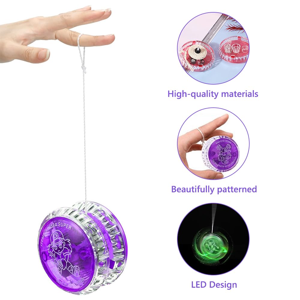 15 pièces Jouets Yoyo LED, Yo-Yo Réactif en Plastique, Yoyo de Lumière LED, Yoyo Professionnel, pour Débutant Faveurs de Fête d'anniversaire