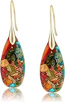 Sriomu Natural Emperor Healing Stone Fish Hoop Dangle Drop Earrings - Statement Gold Silver Women's Jewelry