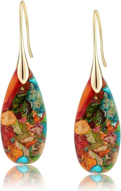 Sriomu Boucles d'oreilles Drop Dangle de la pierre de guérison naturelle