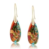 Natural Healing Stone Fishhoop Dangle Drop Earrings Statement Gold silver earrings