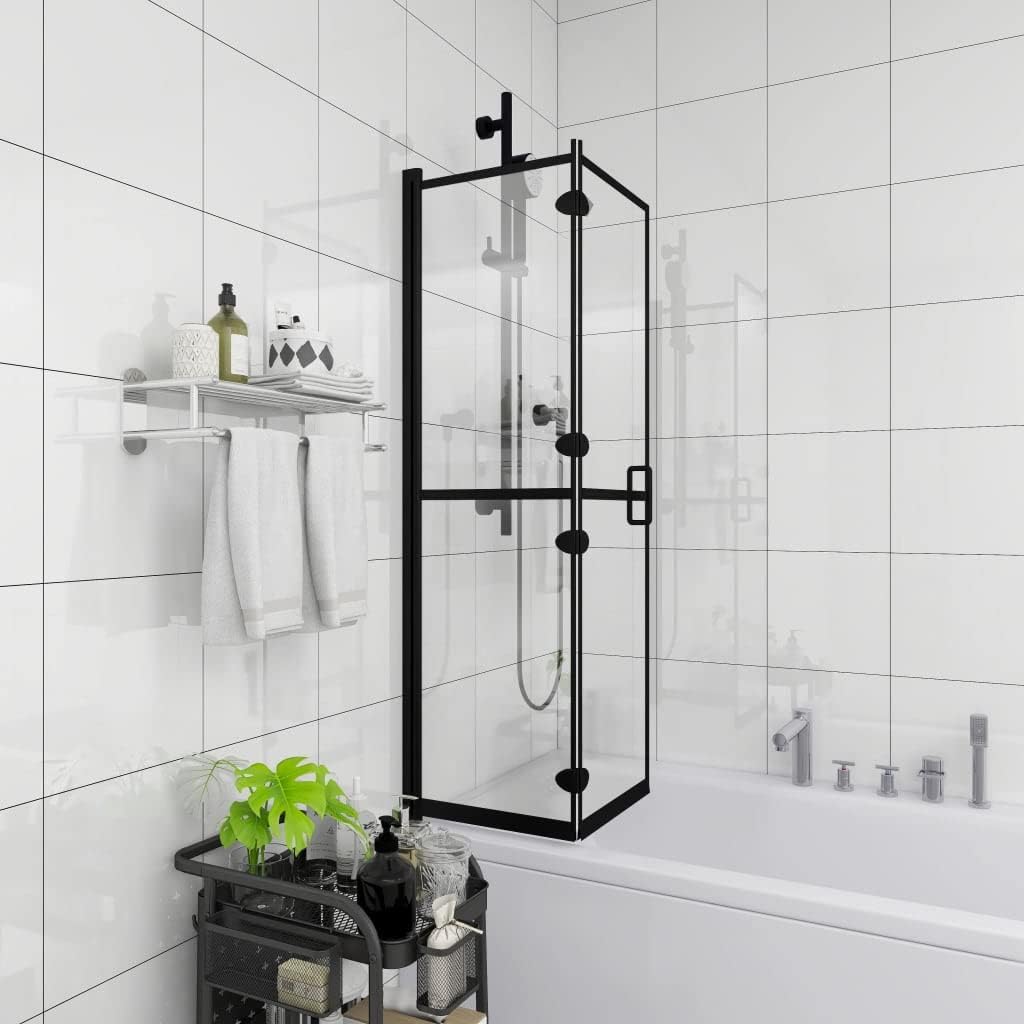 Red Cup Living vidaXL Folding Shower Enclosure ESG 120x140 cm Black
