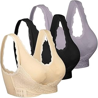 Reggiseno Senza Ferretto, Reggiseno Bra Pizzo Fibbia Laterale Anteriore con Imbottito Rimovibili per Sport Yoga Quotidiano