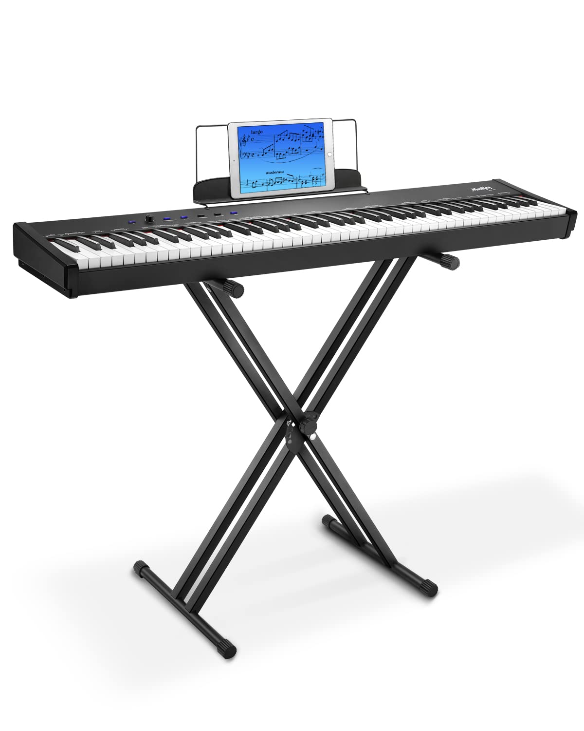 Moukey Beginner Digital Piano 88 Key Full-Size Semi-Weighted Electric Keyboard, Stand (MEP-110)