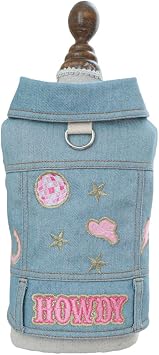 Furbabycare Pet Dog Jeans Jacket with Leash Ring Cool Blue Denim Puppy Vest Coat for Small Dog Boy Kitten Cat Outfit Chihuahua Pomeranian Yorkie Teacup Clothes D-Light Blue X-Small