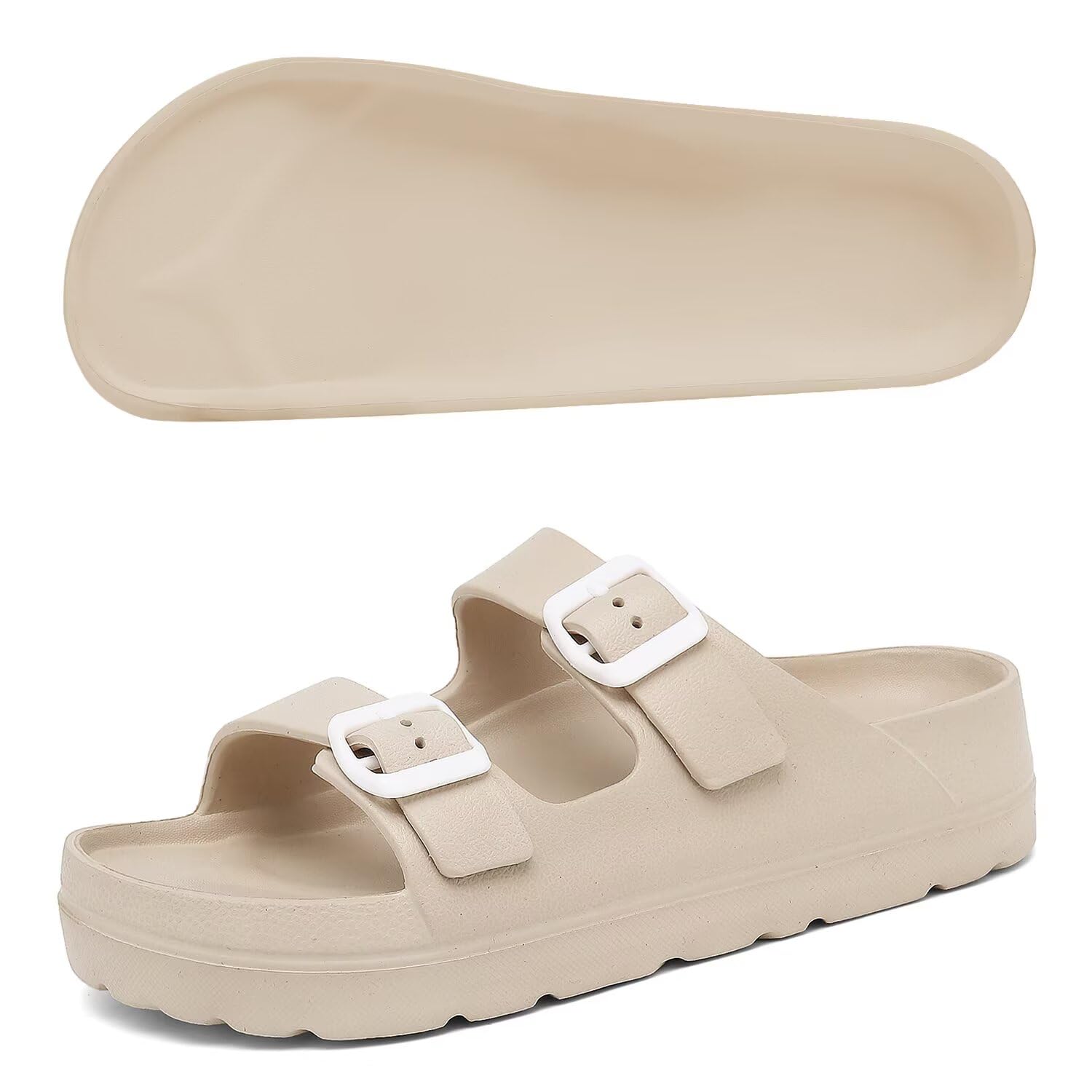 Women Platform Sandals with Arch Support, Adjustable Double Buckle Slide for Woman, Summer Vacation Sandal for Beach,Garden,Pool,Easy Street, Sandalias de Plataforma Para Mujer