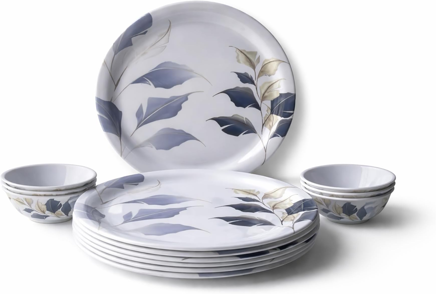 Unbreakable Melamine Crockery Dinner Set | 12 Piece Set with Full Plates & Veg Bowls