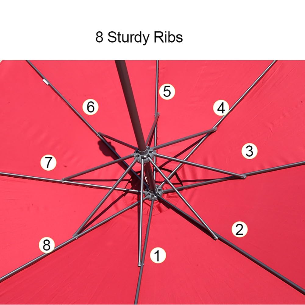 Duży parasol tarasowy 9 m, parasol na targ zewnętrzny z korbą i 8 żebrami, ochrona przed promieniowaniem UV osłona przeciwsłoneczna na balkon, basen, ogród, żelazna rama zapewniająca trwałość