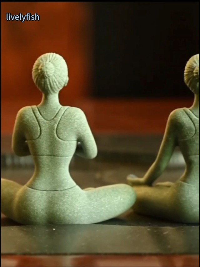Estatua de Yoga de Piedra Arenisca Figura Meditación Mujer miniatura 7