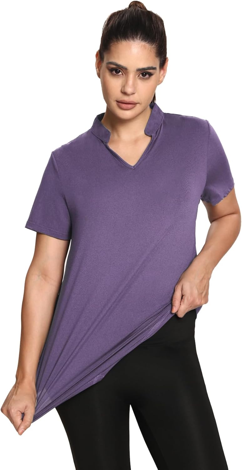 Miss Fortune Women's Polo Shirts, Golf V-Neck Workout Tops, Moisture Wicking Ladies Golf Shirt Losse Fit for Tennis Yoga - Image 3