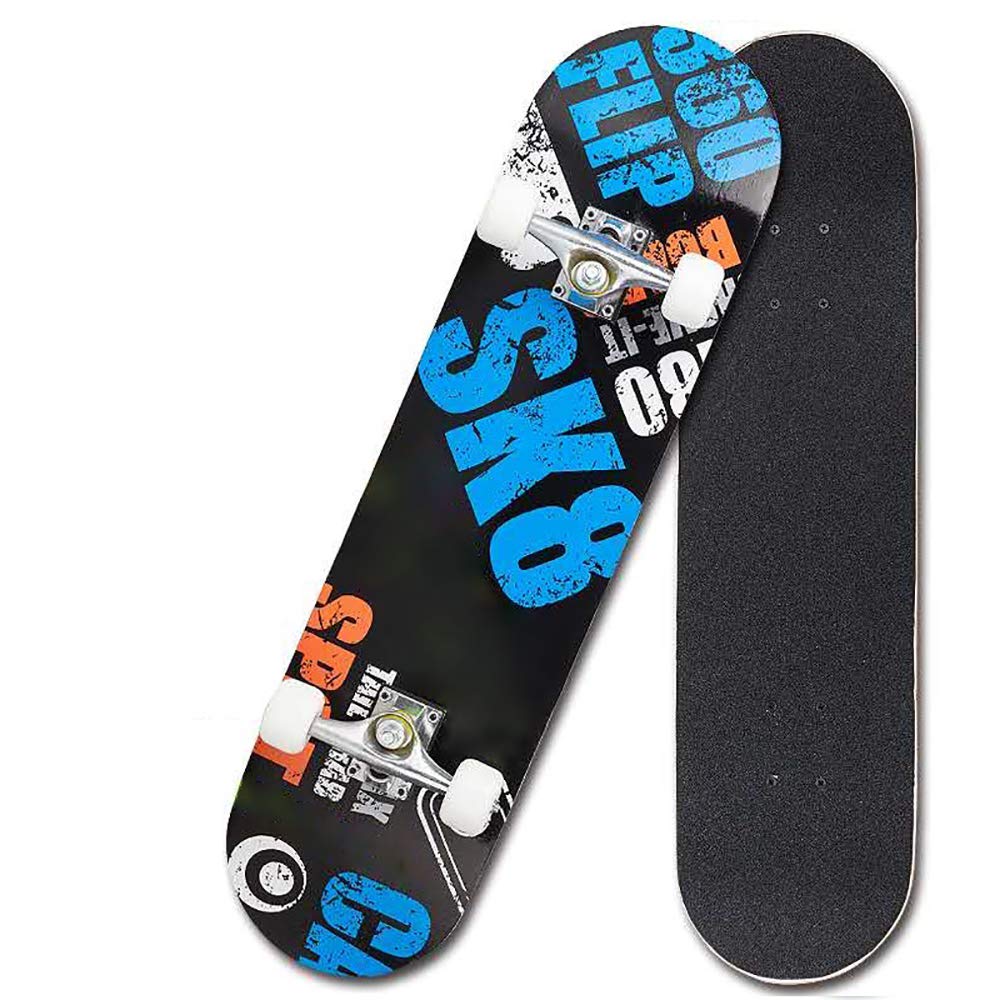 Maple Wood Decks Skateboard Completo, 30 * 8in ABEC-7 Mute Rodamientos0+95A Alta Velocidad PU Rueda, Carga330 LB, para Principiantes y Profesionales