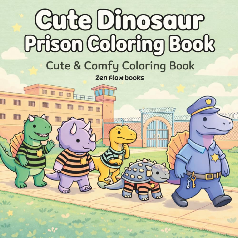 Cute Dinosaur Prison Coloring Book for Adults and Teens Featuring Funny Dino Jail Activities, Cozy Moments and Relaxing Coloring Pages