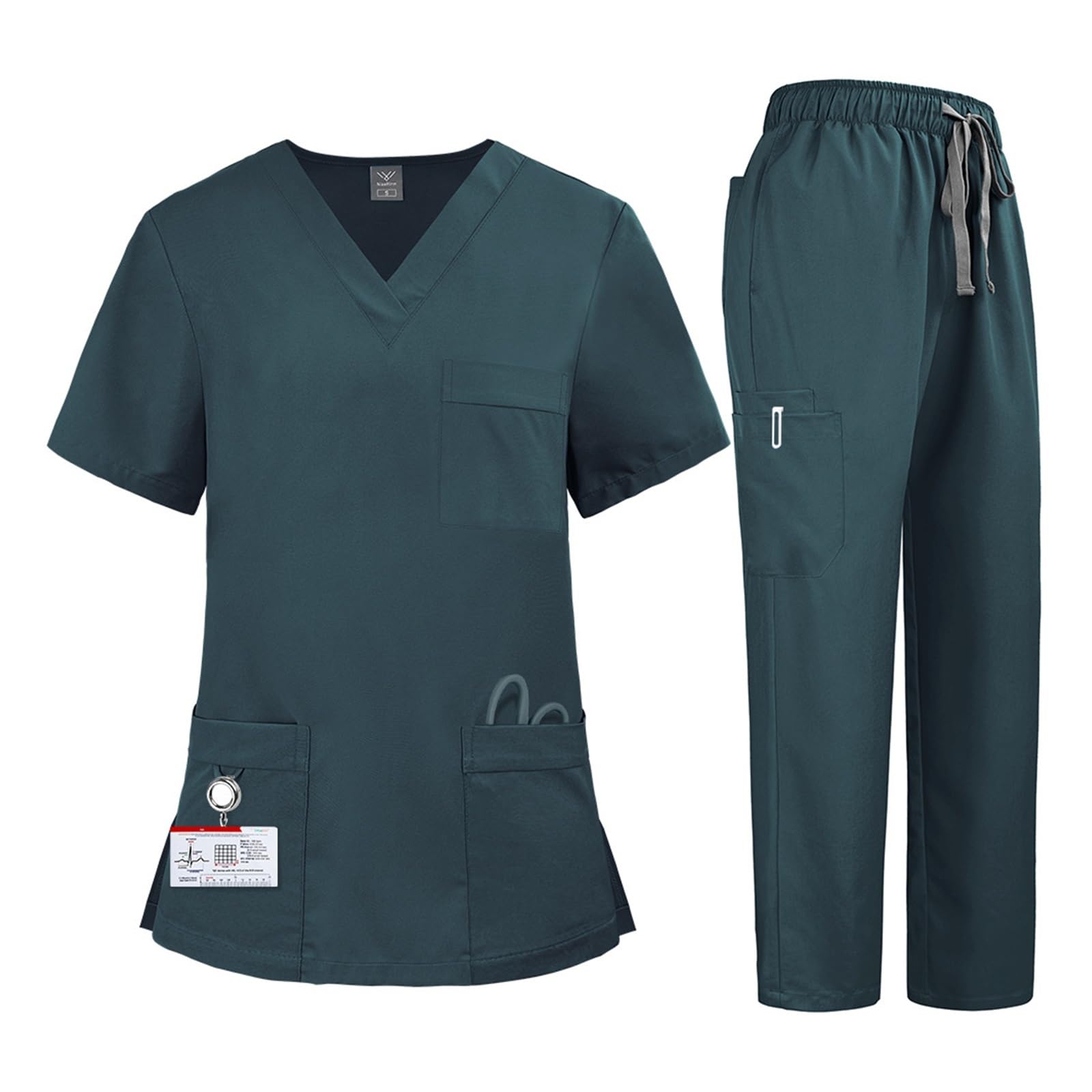 Set di due pezzi uniforme for medici e infermieri, in elastico ad asciugatura rapida, for uomini donne Infermiera Oss Sanitario Estetista