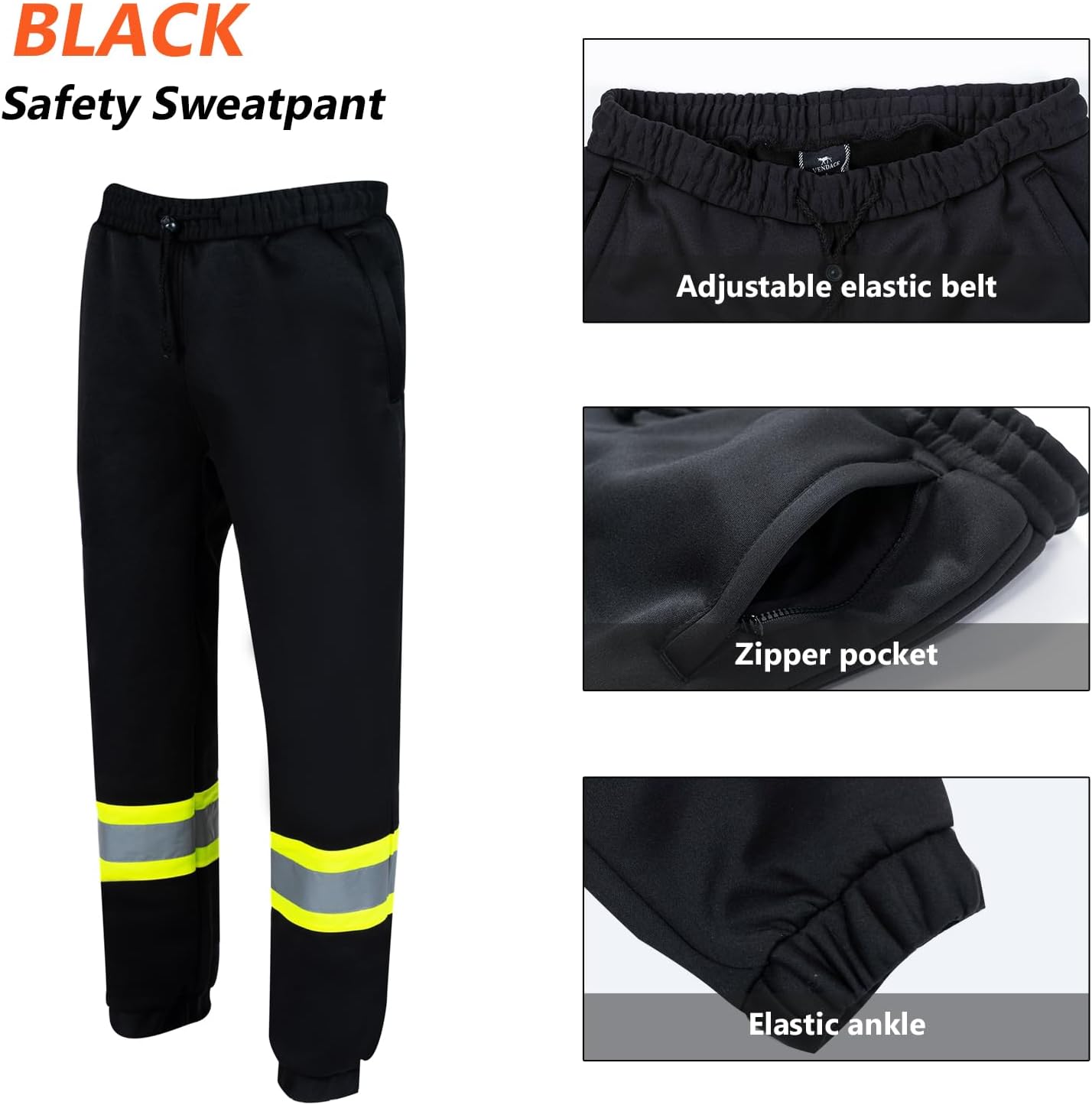 VENDACE Hi Vis Safety Sweatpants for Men Reflective High Visibility Winter Construction Work Pants Class E - Image 5