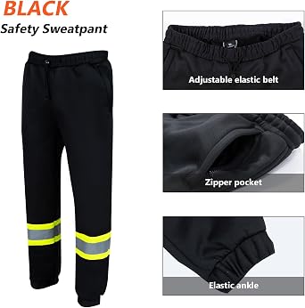 VENDACE Hi Vis Safety Sweatpants for Men Reflective High Visibility Winter Construction Work Pants Class E