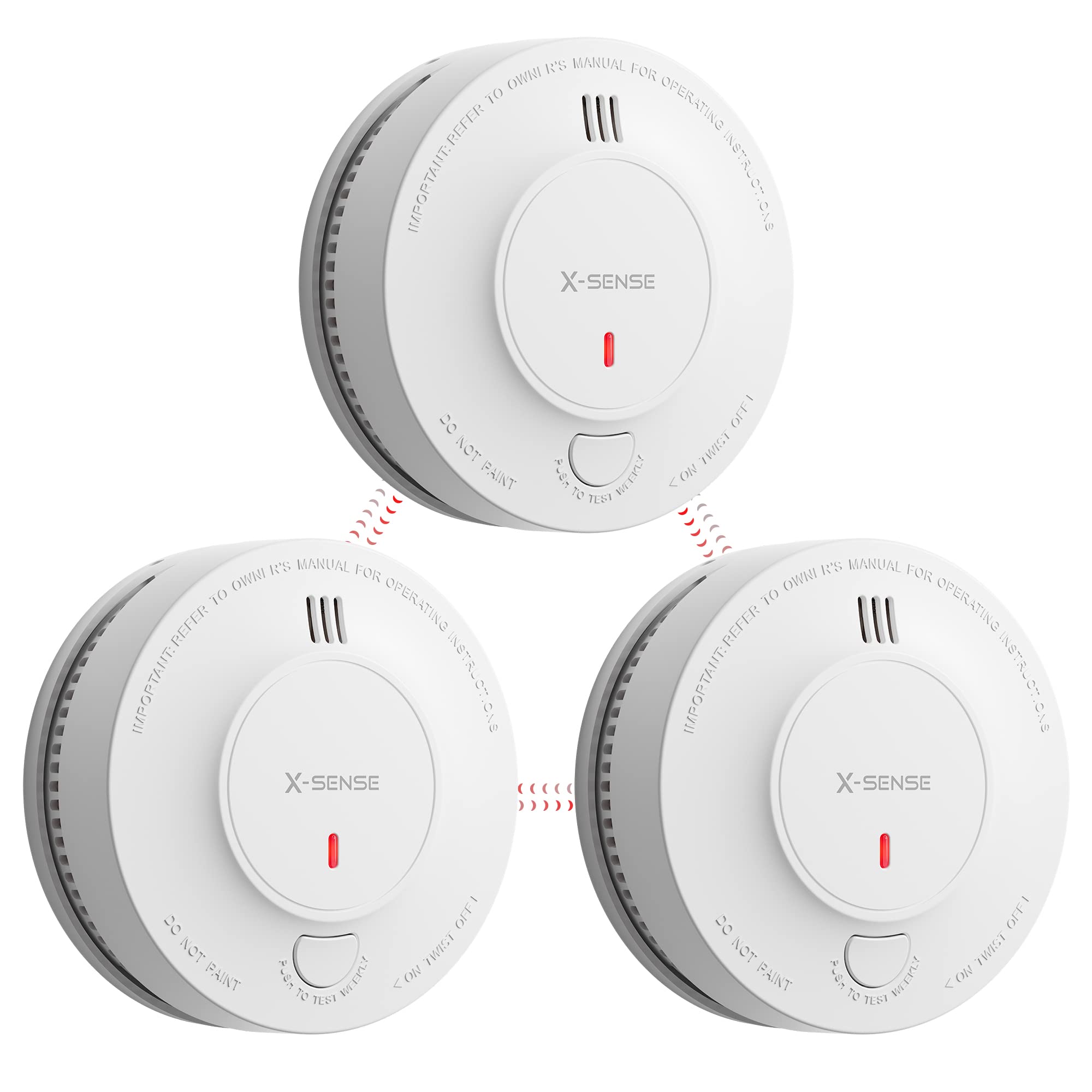 X-Sense Vernetzter Rauchmelder mit 10 Jahre Batterie, Feuermelder mit Stummschaltung, entspricht EN 14604 Standard, SD19-W, Parent