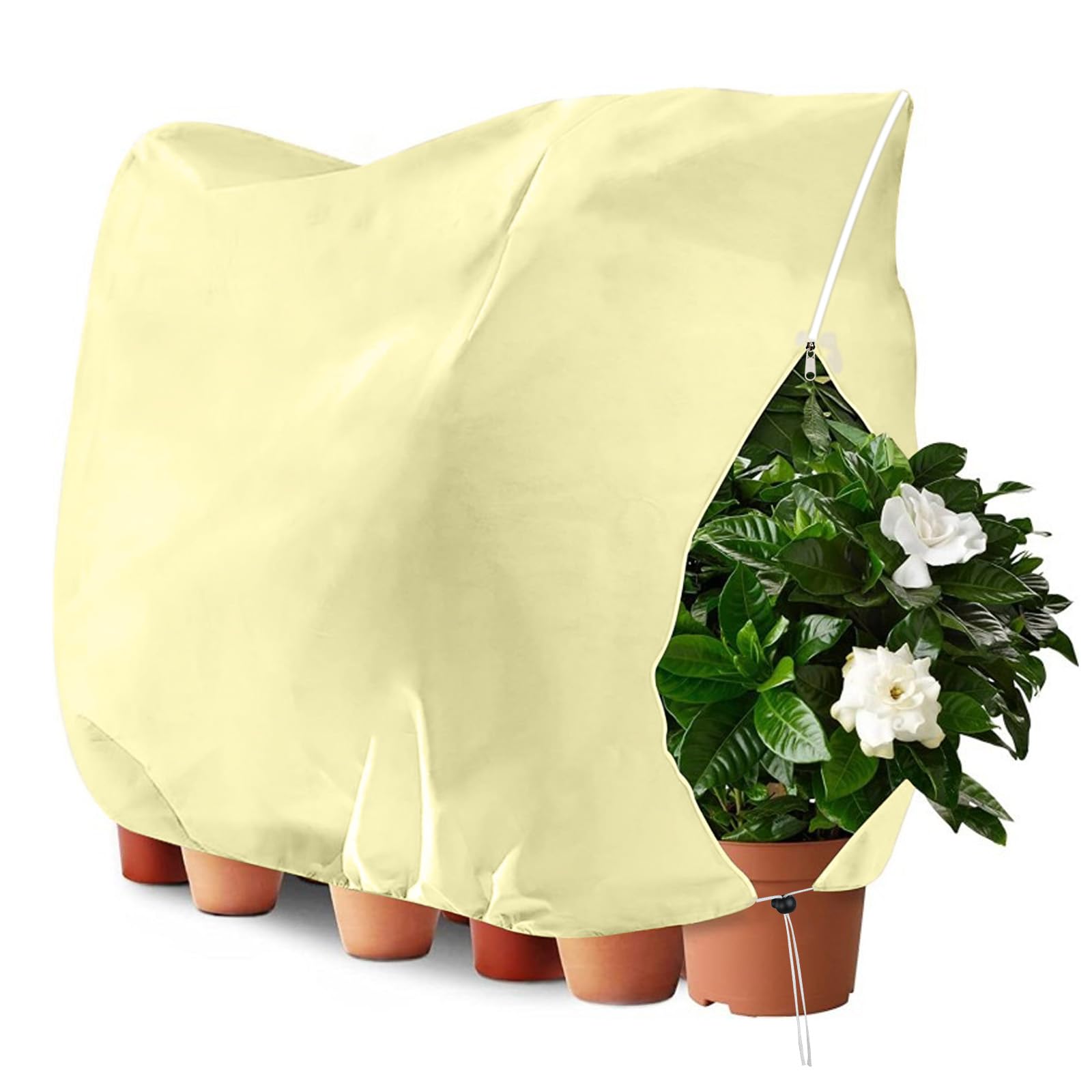 OFFCUP Winterschutz für Pflanzen 200 x 240cm Frostschutz Pflanzenabdeckungen 60g/m² mit Reißverschluss Zugband, Pflanzenschutz Winter für Baum Palmen Balkonpflanzen Haube