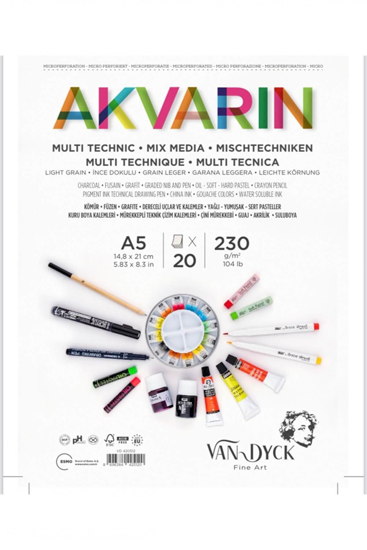 VAN DYCK AKVARİN MULTİPURPOSE A5 ÜST SPİRAL 20 YP.SULUBOYA BLOK