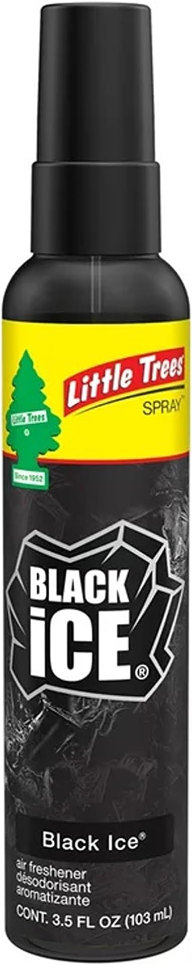 Little Trees Black Ice Spray Air Freshener 103ml | Bold Citrus & Woody Cologne Fragrance | Instant Freshness | For Car, Home & Office | Imported from USA