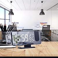Vista 8 de Reloj despertador de proyección para dormitorio, radio digital de techo con puertos de carga USB, pantalla LED grande de 7.3 pulgadas, 4