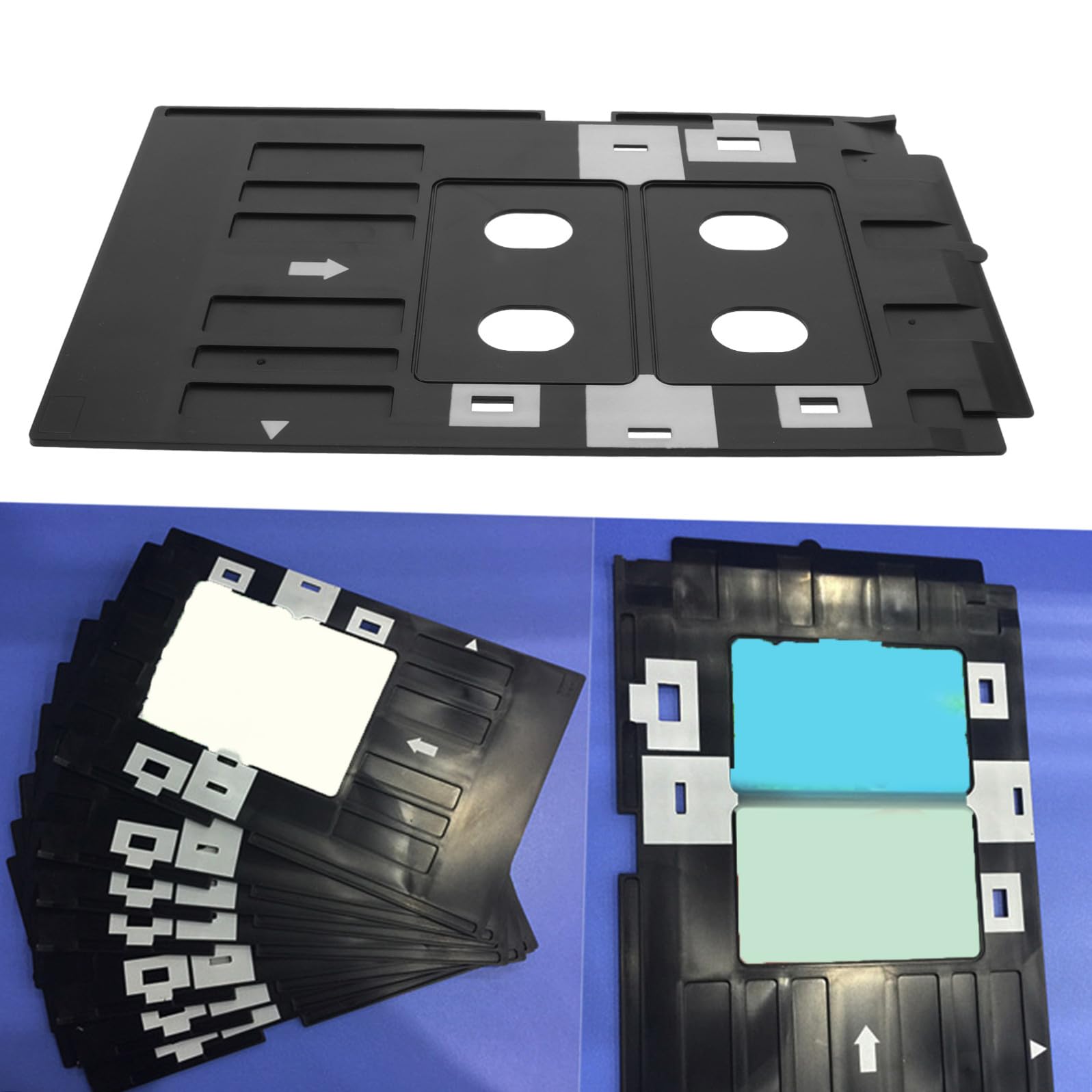 Vassoio in Pvc Nero per Carte Stampante, Resistente e Antiusura, Dimensioni 86x54 Mm, per Ufficio e Scuola, Accessorio Professionale per Stampa Tessere