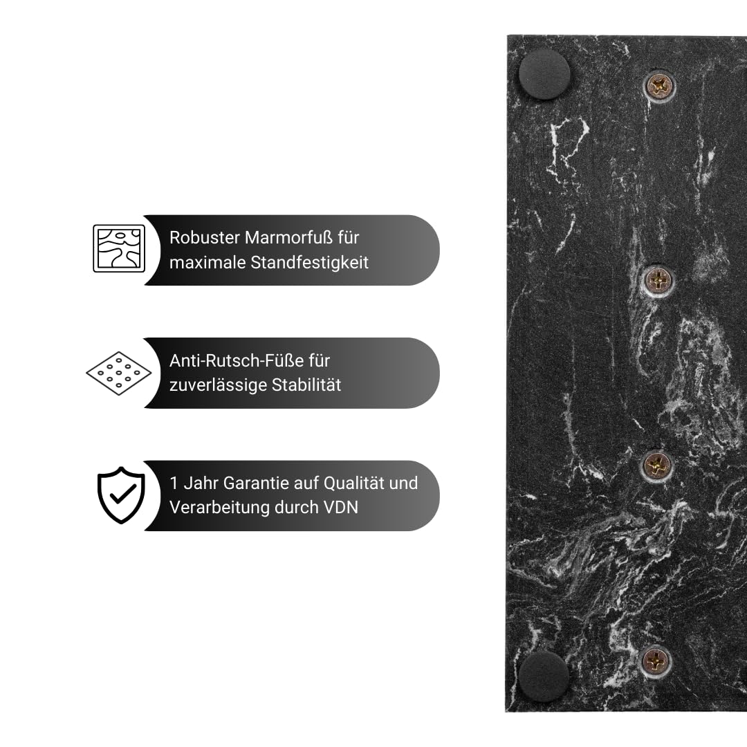 VDN Messerblock magnetisch - Messerblock ohne Messer [Doppelseitig, aus Akazienholz] - Messerhalter magnetisch [für 6-8 Messer] - Messerständer [mit Marmor-Fuß]