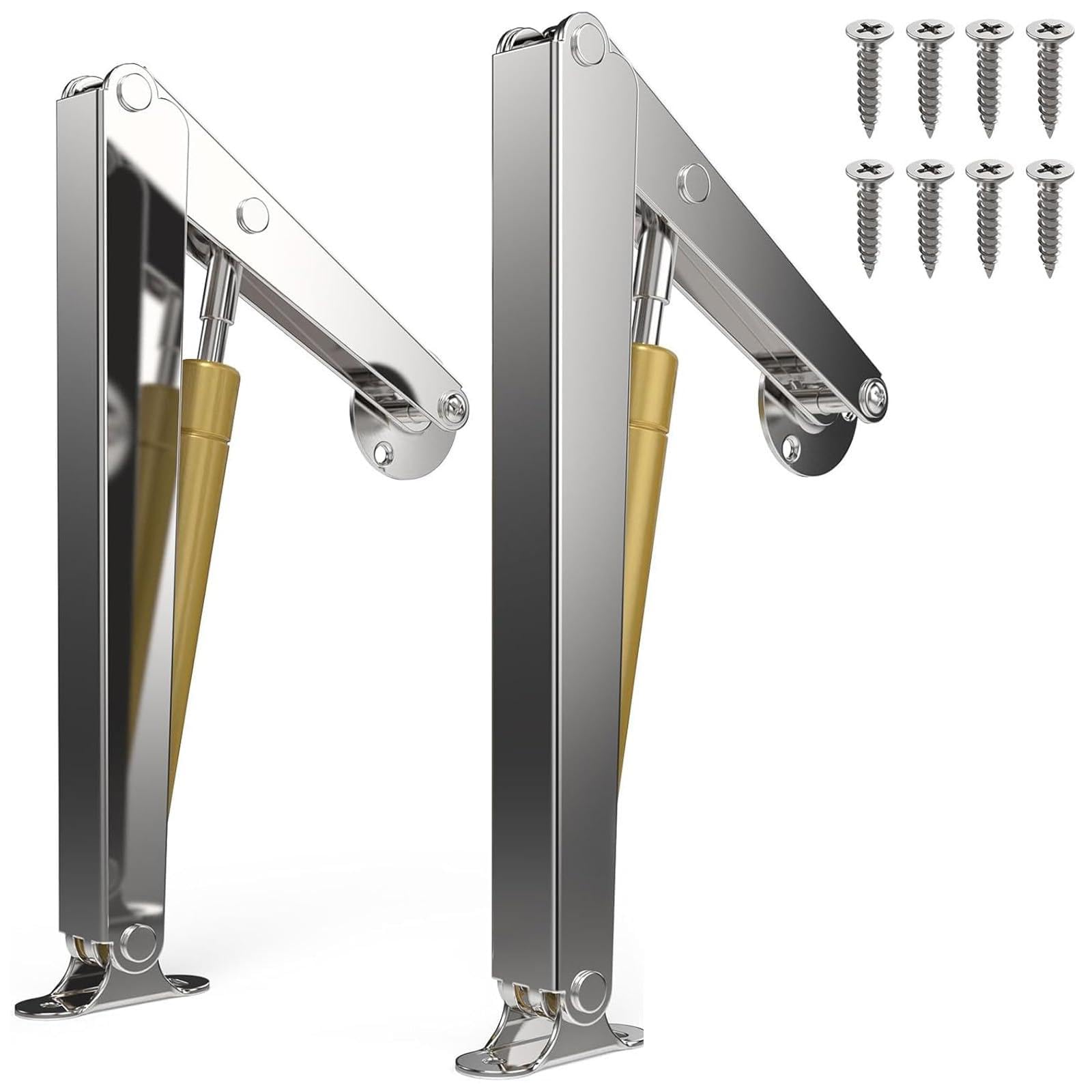 Techchii Silver 150N Gas Strut Spring Hinges, Heavy-Duty Lid Stay Folding Hinge