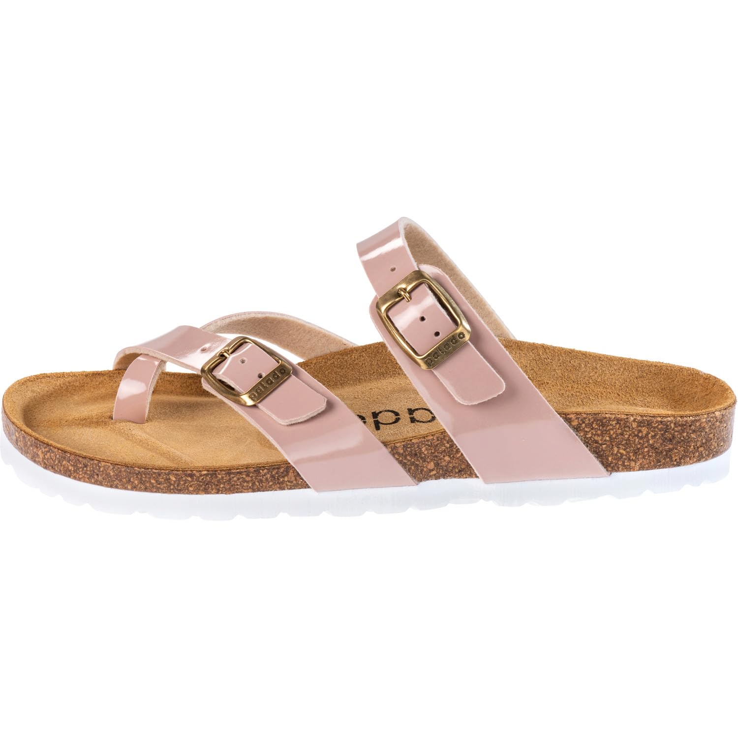 Palado Damen Pantoletten Cres Lack – Sandalen Made in Spain - elegante Hausschuhe mit dampfendem Kork-Fußbett - modische Sommerschuhe