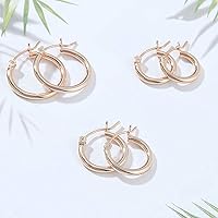 Vista 6 de Gacimy Aretes de aro de oro para mujer chapados en oro real de 14 quilates con poste de plata de ley 925