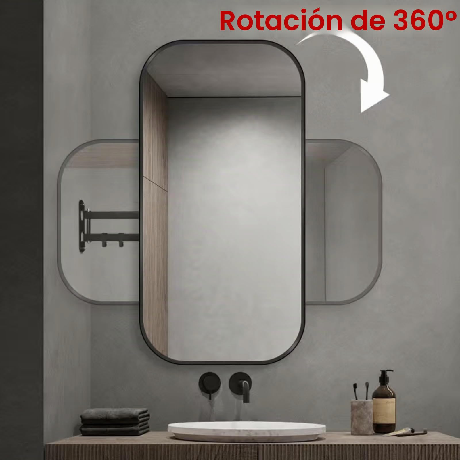 Espejo De Pared De Esquina Giratorio, Espejo De Baño Con Rotación De 360°, Espejo Decorativo Con Marco De Metal, Espejo De Maquillaje, Marco De Aluminio, HD, A Prueba De Explosiones ( Size : 40x70cm )