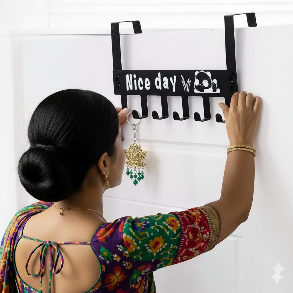 Decobuy Heavy Duty Over Door Hook Hanger for Cloths, Carben Steel | Nice Day Print Hook Use of Bathroom, Kitchen, Bedroom | Towel, Scarf, Coat Holder | Removable Door Hanger (Nice Day)-image-30