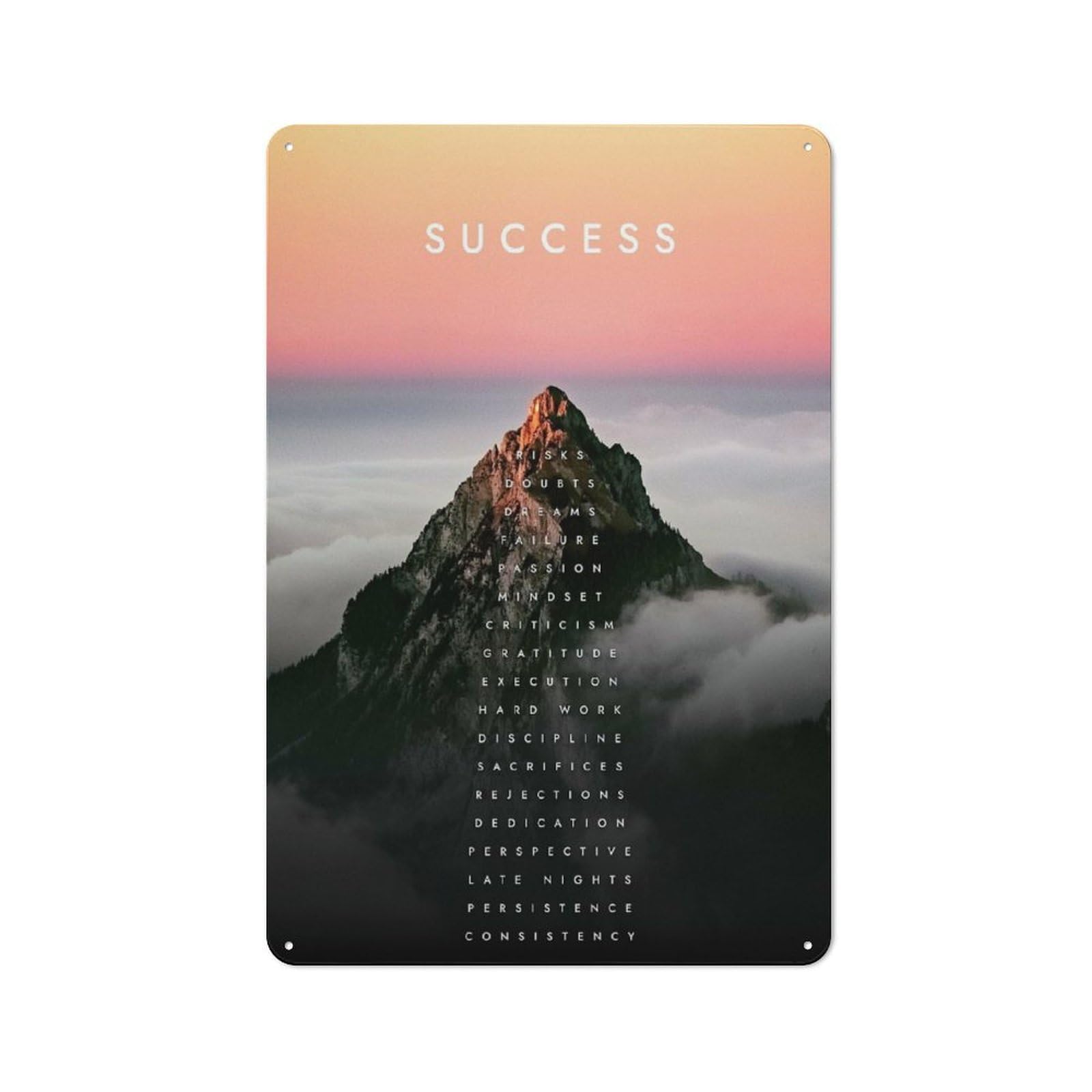 Junmoney Style-13 Success Mountain Vintage Metal Plaque 30X20cm For Hobby Room Or Studio, For Kitchen, Dining Room And Home Bar Wall Decor