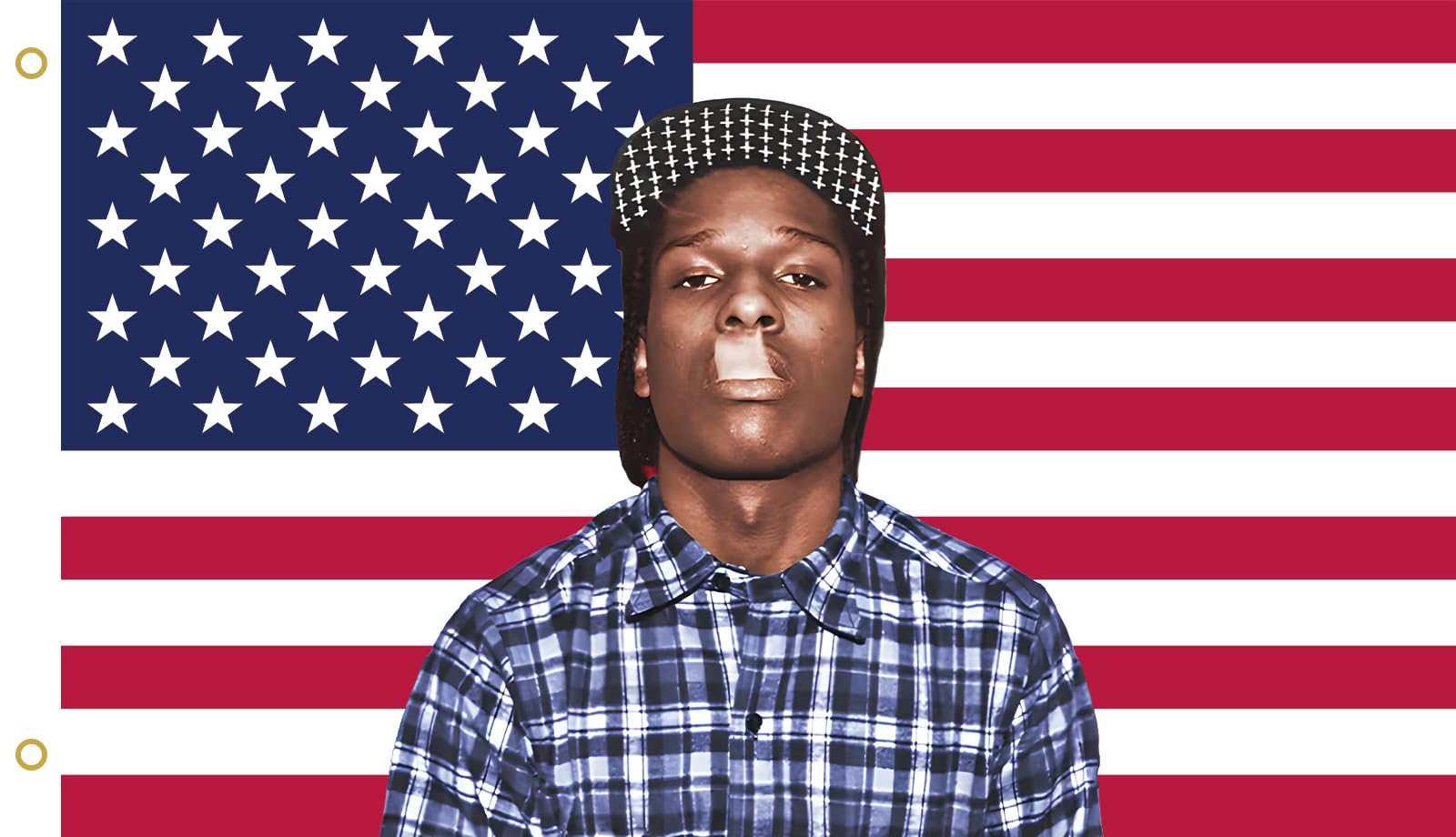 MAGJIUKE Rapper Rocky American Flag Tapestry 3x5 Ft - rap Asap USA Poster for Bedroom Living Room Funny Decor