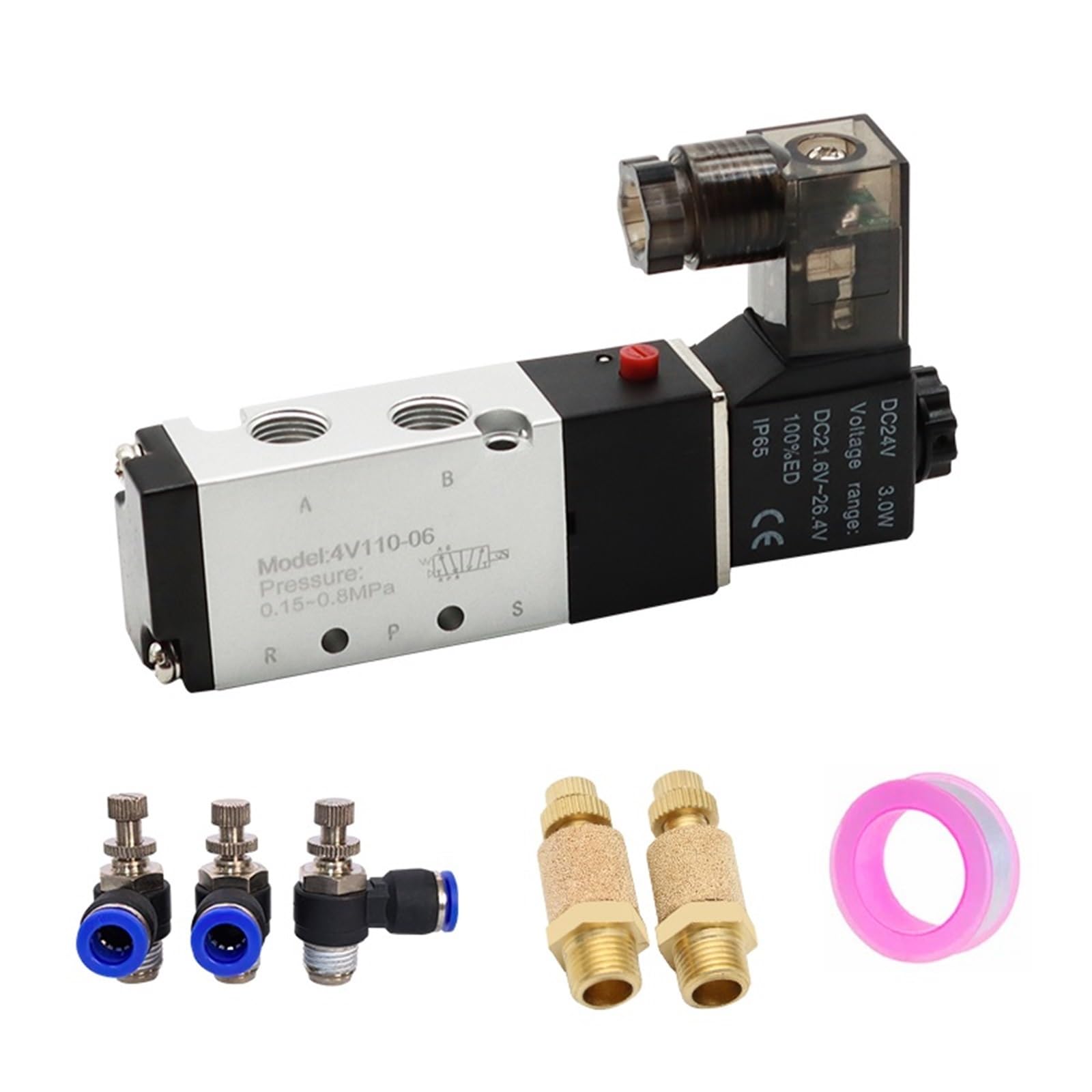 Électrovanne 5 voies 2 positions 4V110-06 à commutation rapide AC220V