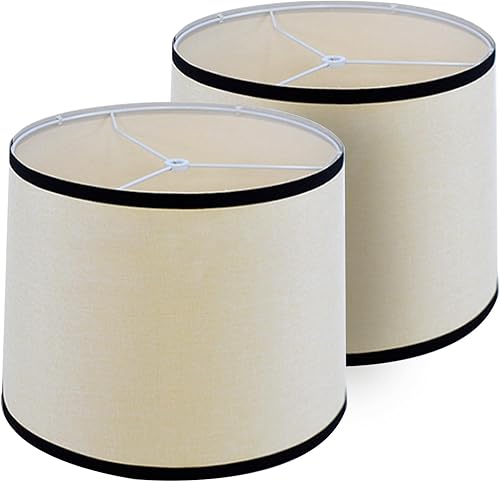 Lamp Shades for Table Lamps Set of 2, Drum Lamp Shades Set of 2, Replacement Small Lamp Shades Hand Craftedn Barrel Spider Lamp Shade with 2 Pack