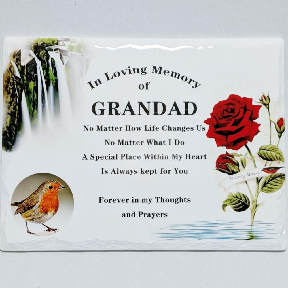 In Memoriam Rectangular Tile Grave Plaque (20 x 15 cm) (Grandad, 20 x 15 cm)