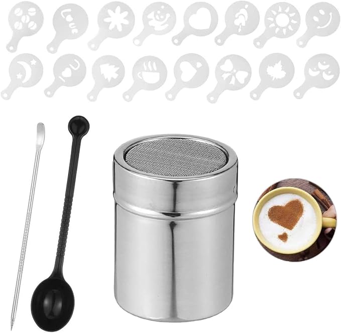 2x Puderzuckerstreuer Edelstahl - Für Kakao, Mehl & Kaffee