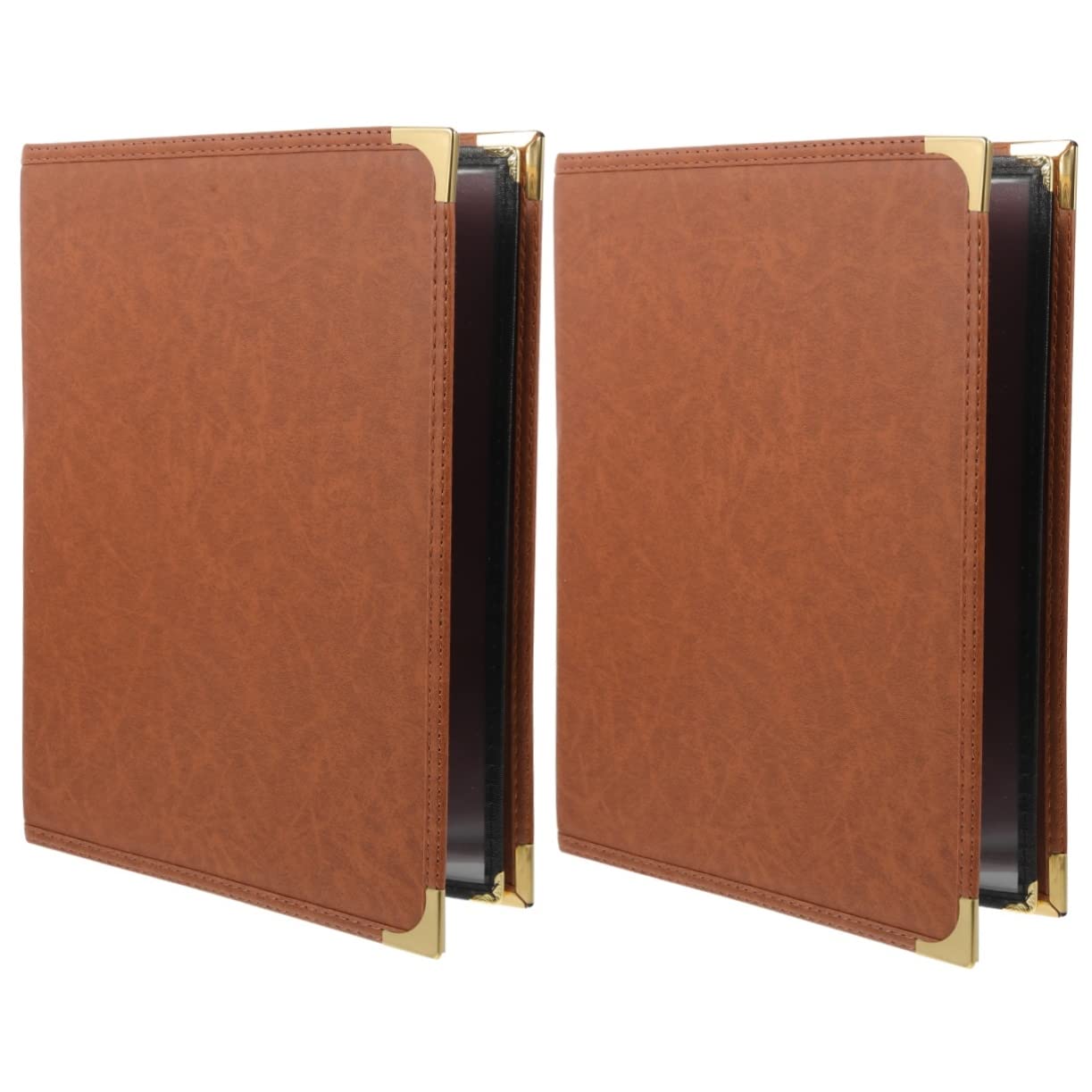 POPETPOP 2 Piezas Protector de Menú PVC para Restaurantes y Cafés Carpeta para Menús Resistente al Agua y Aceite Transparente para Carta de Hotel y Bar con Páginas Marrón