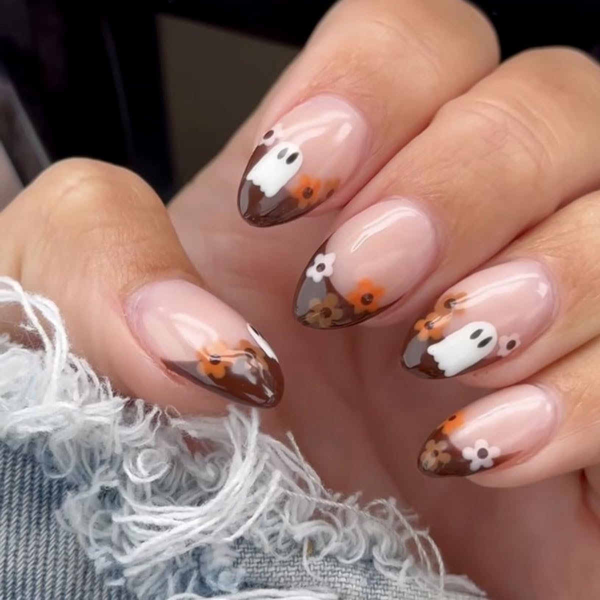 View 1 of ***MISSING PARTS***
HPYFOI Fall Halloween Press On Nails Short Almond Fake Nails