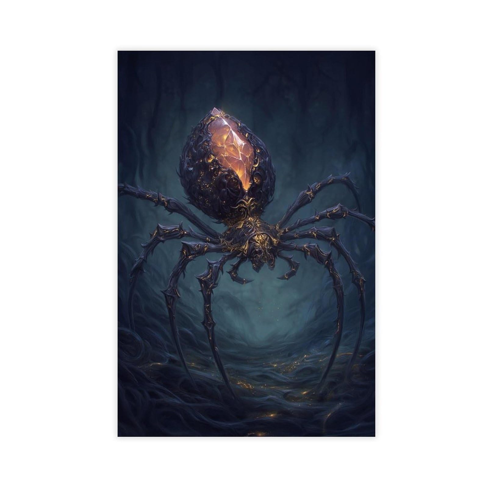 Qnvjqkdsi Unframe Dark Fantasy Spider Art Canvas Poster Bedroom Decor Landscape Office Room Decor Gift 20" L X 30" W