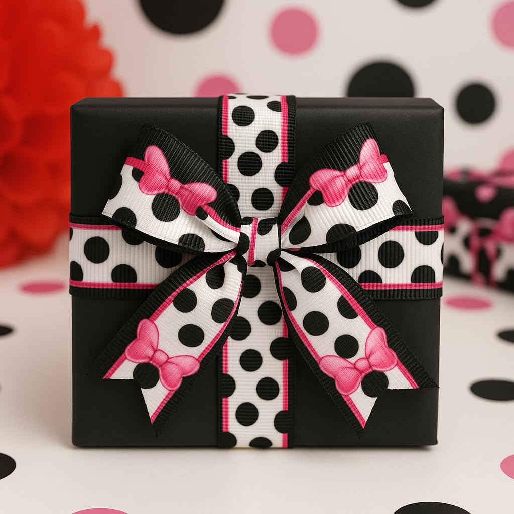 2 MX 22 Mm Motif Minnie Mouse Rose Love Pimp My Shoes Ruban Gros-grain Décoratif Pour Gâteaux D'anniversaire/emballages Cadeaux Ruban Cheveux Nœuds Cartes Craft