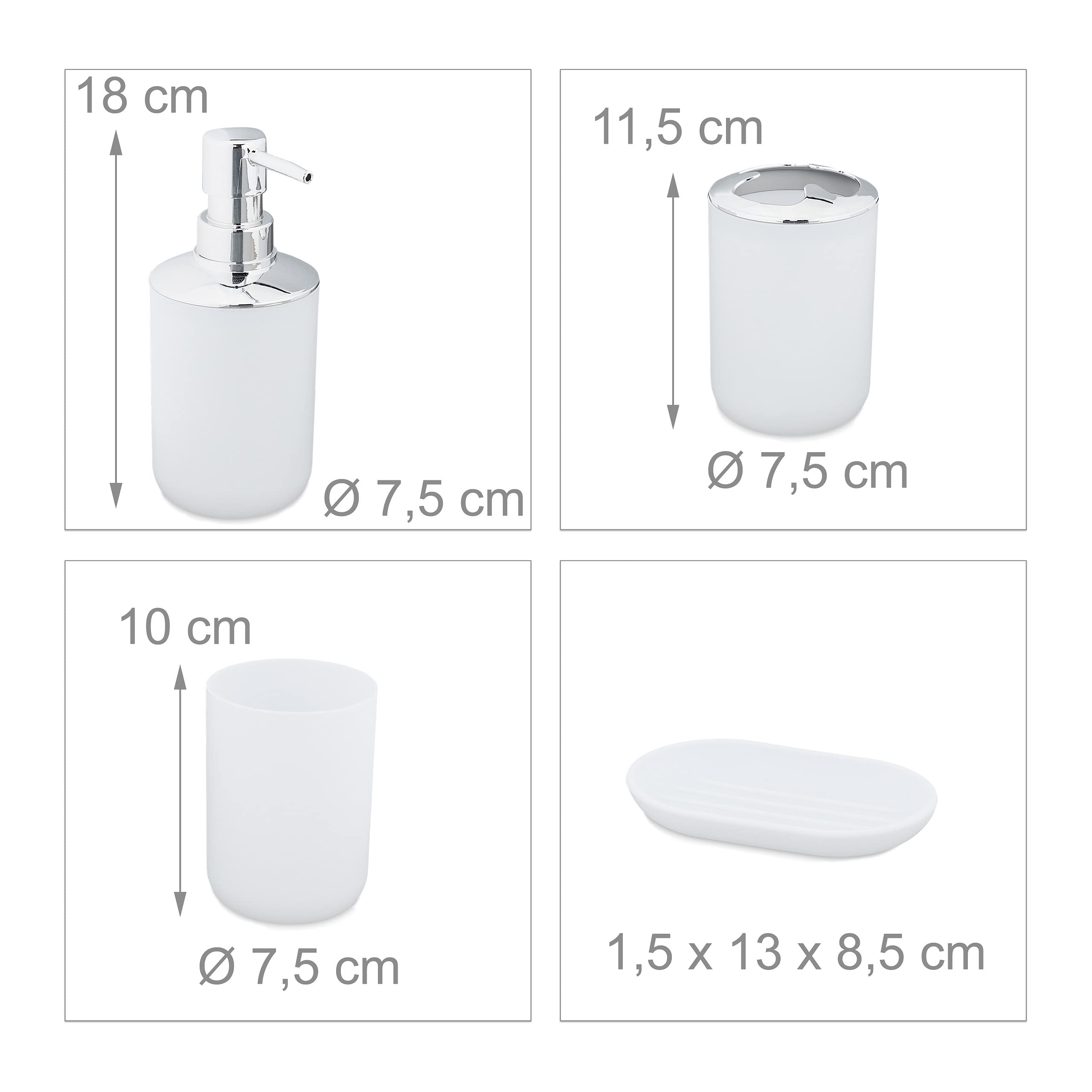 Set Bagno Completo Relaxdays In Bambù - 6 Pezzi: Portaspazzolino, Dispenser Sapone, Pattumiera, Portasapone, Kit WC - Foto 7