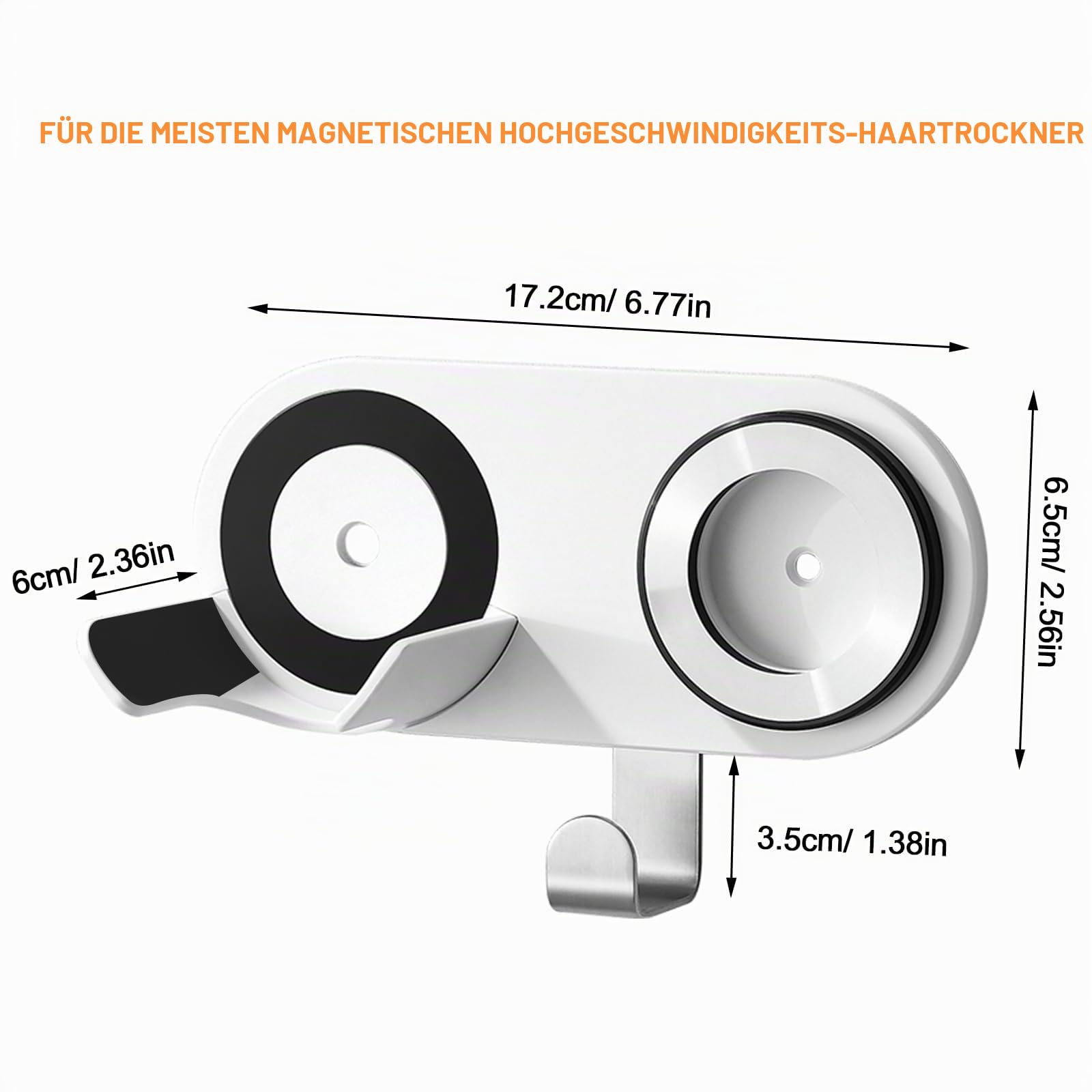 Haartrockner-Halter, Wandhalterung, kompatibel mit Dyson und Laifen (nicht für SE Lite), Klebehalter für alle magnetischen Hochgeschwindigkeits-Föhne, mit Steckschnur, Organizer-Haken