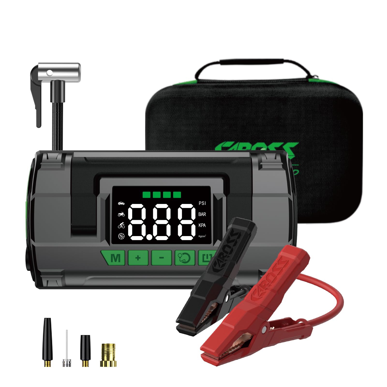 CAROSS T14 Pro Arrancador de Batería 12V 1500A 16000mAh | Compresor de Aire 150 PSI, Batería de Iones de Litio, Arrancador Inteligente