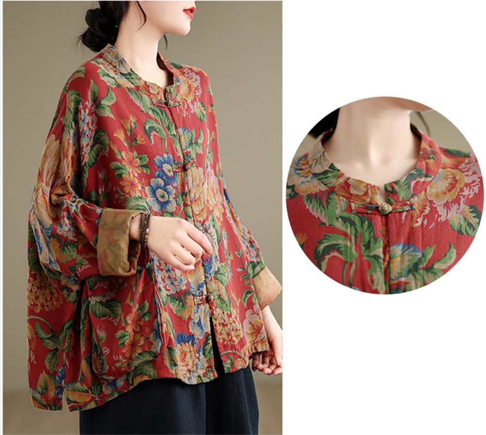 Chemise Hanfu mi-longue pour femme avec boutons grenouille rétro printemps automne