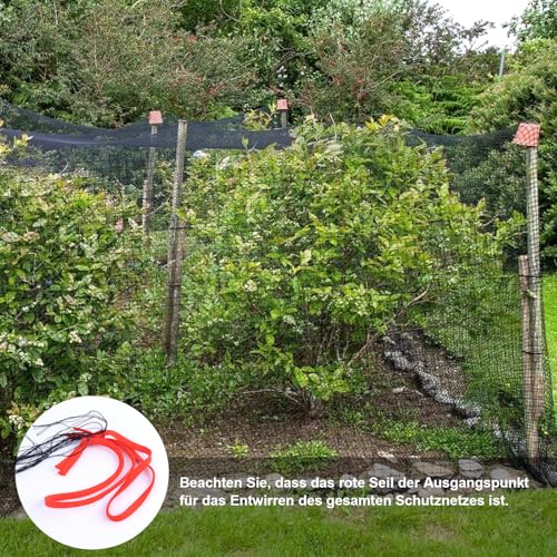 Vogelschutznetz Engmaschig Vogelnetze 8x8m mit Maschenweite 5cm Taubennetz Balkon Teichnetz Feinmaschig Volierennetz Hühnernetz Laubnetz Schwarz Witterungs & UV Beständig