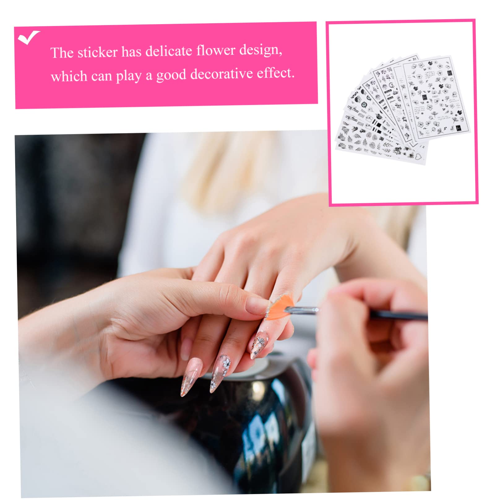 PACKOVE 5 Set Adesivi Per Unghie Fiori Set Stickers Manicure Per Decorazioni Unghiali Facili E Veloci Per Eventi Applicabili Su Cellulari E Altri Accessori 10 Fogli*5